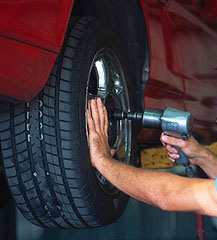 Tire changing and balancing at Totmans, Belmont, Maine